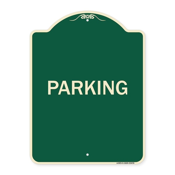 Signmission Designer Series Sign-Parking, Green & Tan Heavy-Gauge Aluminum Sign, 24" x 18", G-1824-23478 A-DES-G-1824-23478 - main